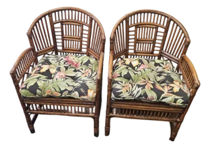 1970s Brighton Bamboo and Cane Armchairs - A Pair