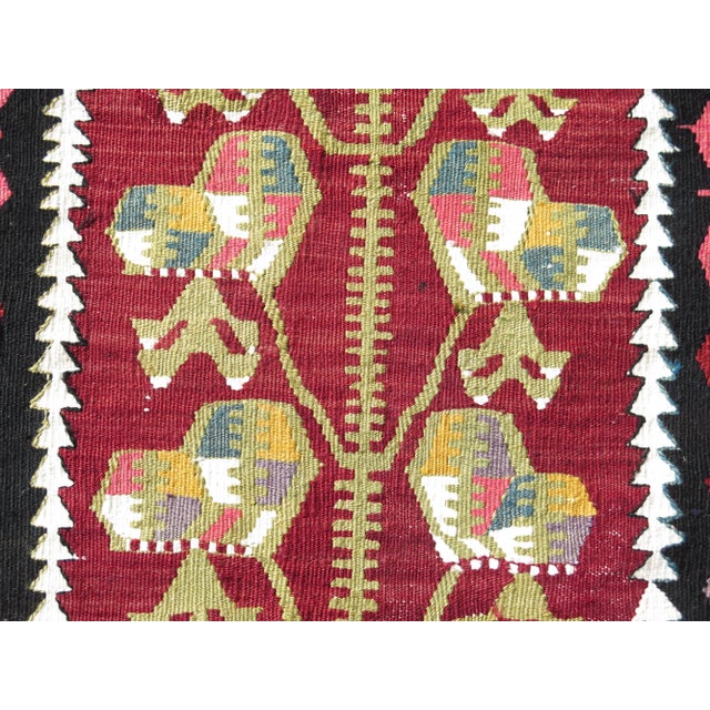 Amethyst Mid 20th Century Small Floral Style Boho Turkish Handmade Kilim Area Rug For Sale - Image 8 of 11