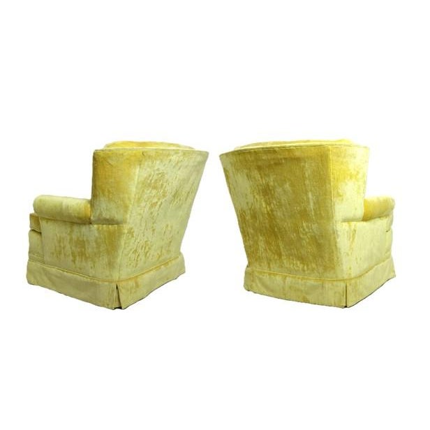 Vintage Sunshine Daffodil Yellow Velvet Lounge Chairs - A Pair For Sale In Chicago - Image 6 of 13