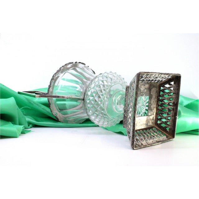 Cut Glass Vase with Silver Structure and Applications on Square Cut-Out Base For Sale - Image 9 of 10