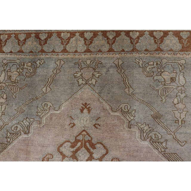 Turkish Oushak Rug With Muted Colors in Taupe, Gray, Ice Blue and L.Green For Sale - Image 9 of 15