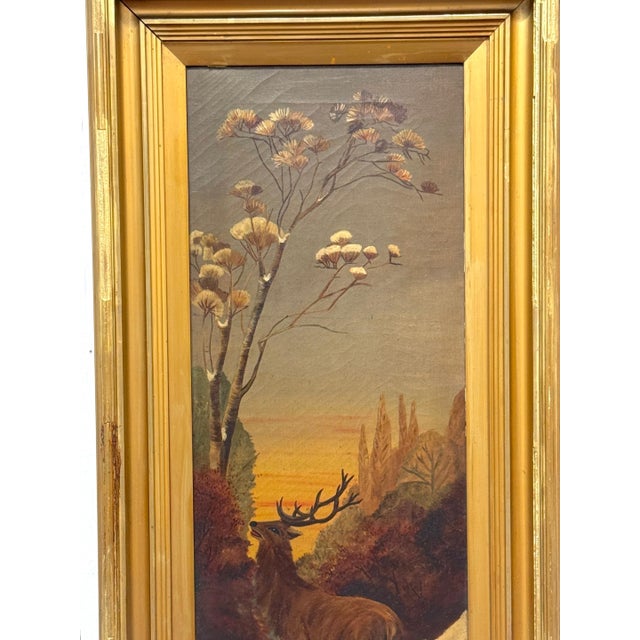 Pair American Sporting Paintings Elk & White-Tailed Deer Buck, Signed A. Crozier For Sale In Greensboro - Image 6 of 18