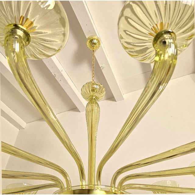 Green 1980s Large Olive Green Murano Glass Chandelier For Sale - Image 8 of 12