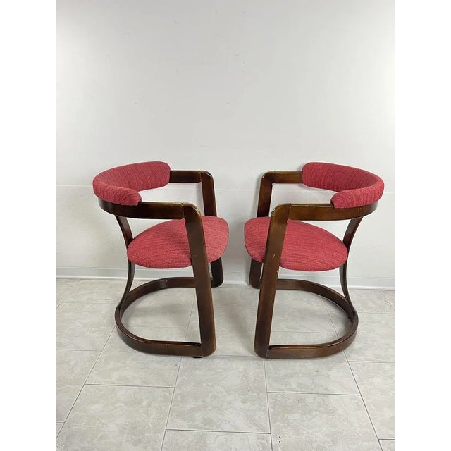 Brown Set of Mid-Century Italian Curved Wooden Chairs attributed to Achille and Piergiacomo Castiglioni, 1960s For Sale - Image 8 of 9