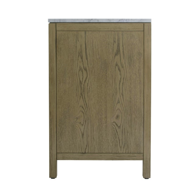 Brown Nora 32 in. W Rectangular Wood & Marble Bathroom Vanity with Storage, Light Oak For Sale - Image 8 of 11