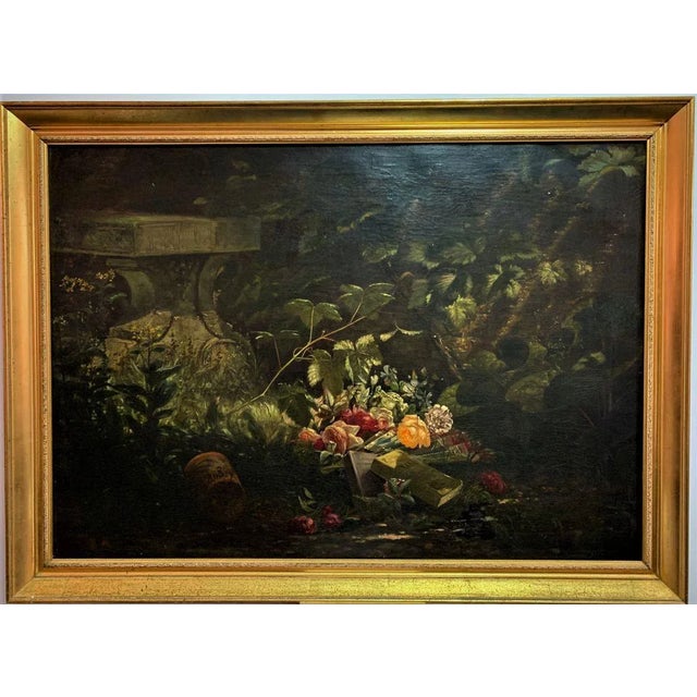 Still Life of Flowers and Branches, 19th Century, Oil on Canvas, in Restored conditions. Designed before 1890