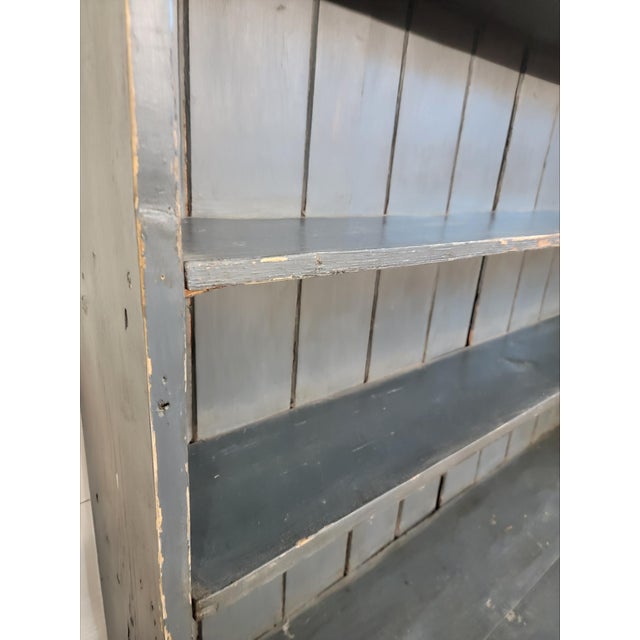 Antique Rustic One Piece Pine Dresser From Southern England in a Wonderful Grey/Blue Color - Circa 1890 For Sale - Image 10 of 17