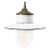 Vintage Industrial White Enamel, Brass, Porcelain & Clear Glass Pendant Light For Sale - Image 6 of 6