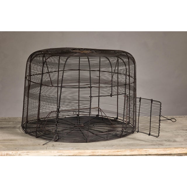 Vintage Handmade Metal Round Shaped Birdcage with Rustic Character For Sale - Image 11 of 12