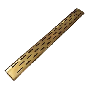 Unlacquered Solid Brass Rectangular Linear Bathroom Shower Floor Drain 24in