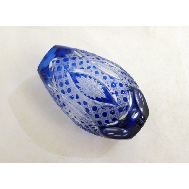 1970s Small Vintage Vase in Cut Bohemian Crystal with Cobalt Blue, 1960s For Sale - Image 5 of 13