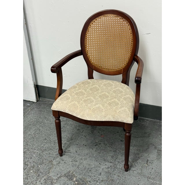 Bombay Company Traditional Oval Cane-Back Armchair For Sale - Image 11 of 12
