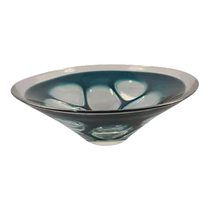 Mid Century Modern Art Glass Cashed Blue to Clear Center Bowl