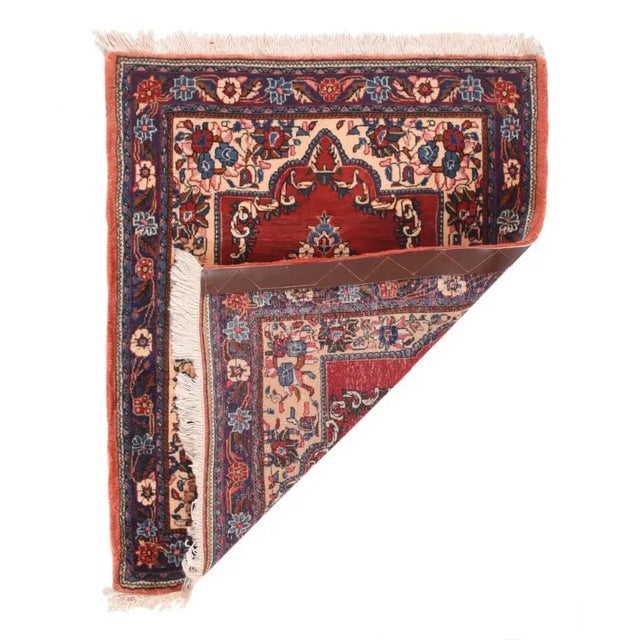 Semi-Antique Persian Sarouk Rug 2'2'' x 2'9'' Wool Rust, Light Blue, Ivory, Navy, Light Brown