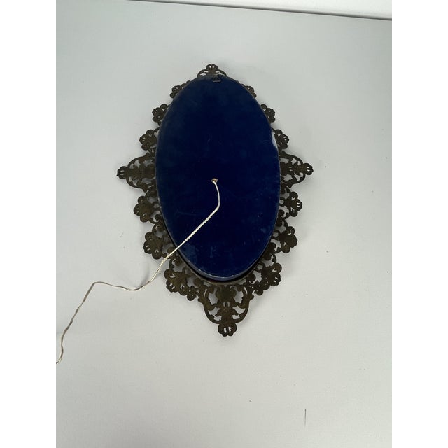 Metal Antique Madonna with Illuminated Starry Sky and Bronze Frame, 1950s For Sale - Image 7 of 13