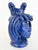 Sicilian Caltagirone Blue Glazed Ceramic Pottery Figurative Vase, Signed For Sale - Image 4 of 11