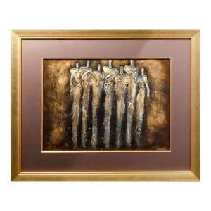 "Untitled" Mixed Media With Oil Acrylic Painting by Irina Russkol, Hand Signed & Framed