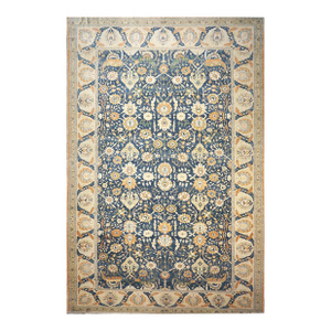 Vintage Egyptian Sultanabad Wool 13x21 Blue, Ivory, & Orange Handmade Area Rug #1143944