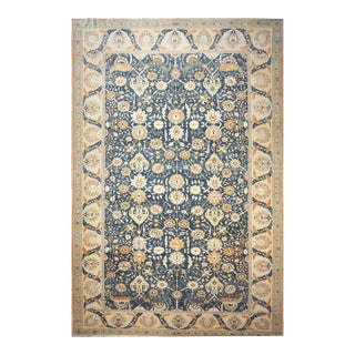 Vintage Egyptian Sultanabad Wool 13x21 Blue, Ivory, & Orange Handmade Oversized Area Rug #1143944 For Sale