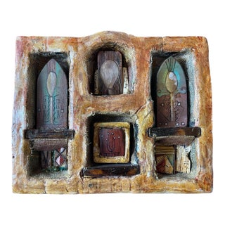 Studio Ceramic Mixed Media 9” Sculptural Object, Totemic Architectural Form, Signed Dantoni For Sale