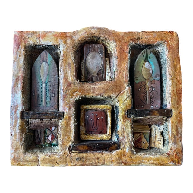 Studio Ceramic Mixed Media 9” Sculptural Object, Totemic Architectural Form, Signed Dantoni For Sale