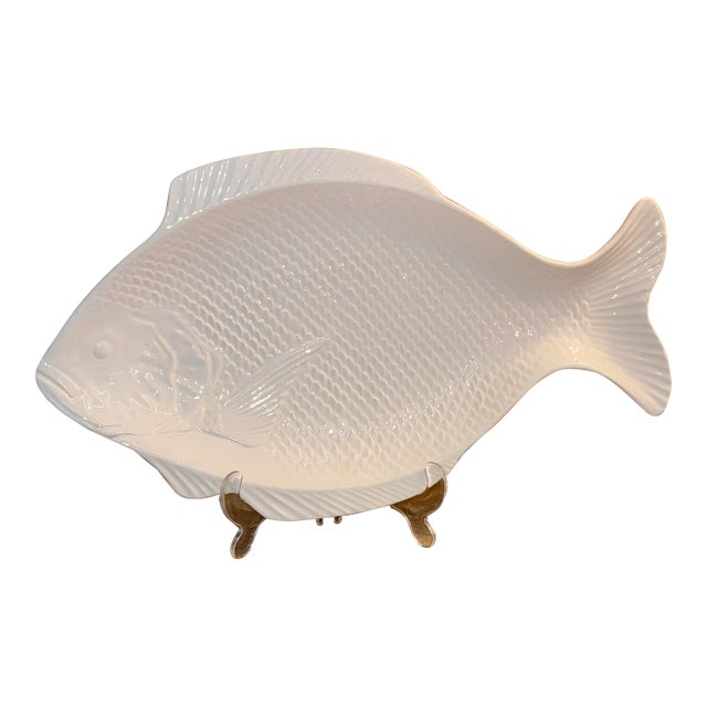 Vintage Large 18” White Ceramic Fish Platter For Sale