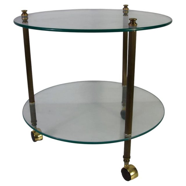 French Brass and Glass Bar Cart, 1950s For Sale - Image 12 of 12