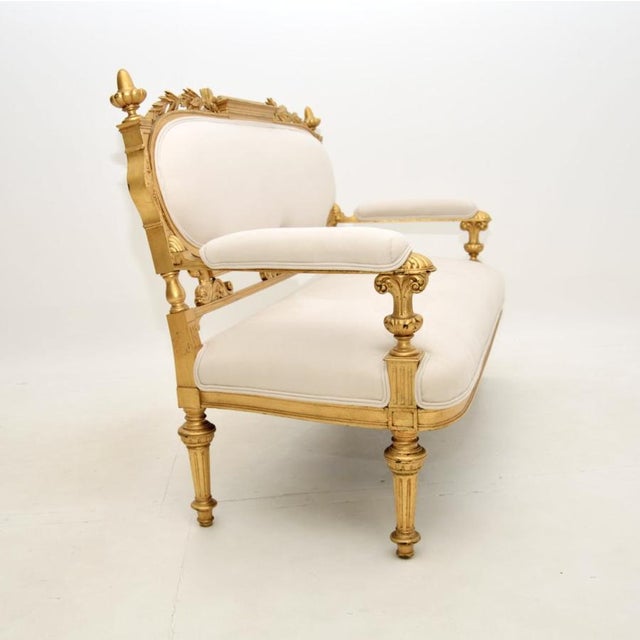 Traditional Swedish Empire Giltwood Settee, 1880s For Sale - Image 3 of 14