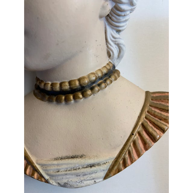 Paint 1940 Painted Chalk Ware Women Heads Bas Relief - a Pair For Sale - Image 7 of 9