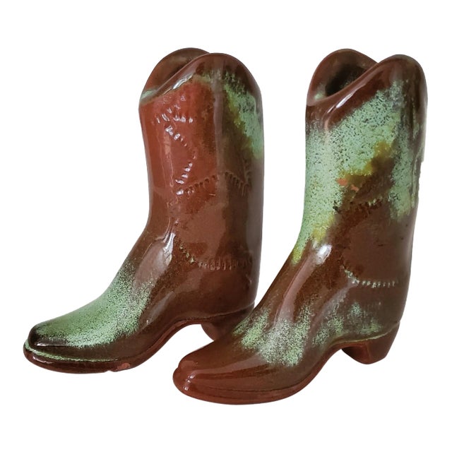 Pair of 1950s Miniture Mid-Century Modern Cowboy Boots by Frankoma For Sale