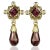 14k Earrrings with 4 rhodolite garnets and 0.34 carats of round diamonds. 11.32 grams