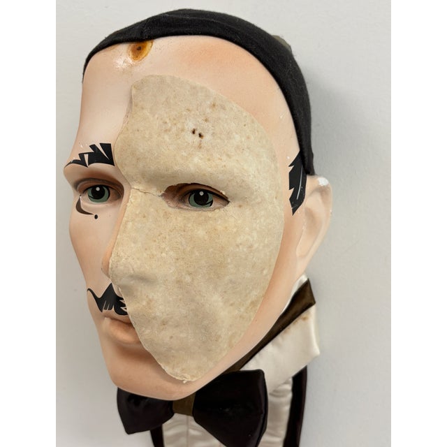 Late 20th Century Large Phantom of the Opera Style Plaster Wall Mask Sculpture For Sale - Image 5 of 12