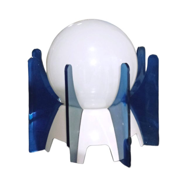 Blue Space Age Table Lamp in Opaque Glass For Sale - Image 8 of 8