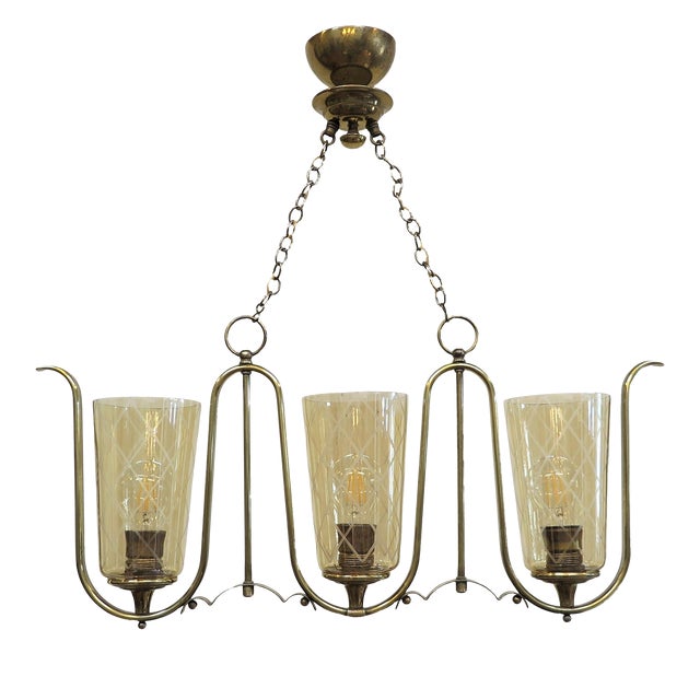 1950s Mid-Century French Horizontal Chandelier in the Style of Jean Royere For Sale