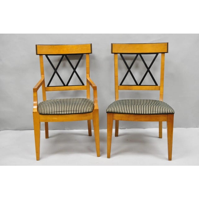 Biedermeier Biedermeier Empire Style Maple Wood Double X Back Dining Room Chairs - Set of 6 For Sale - Image 3 of 18