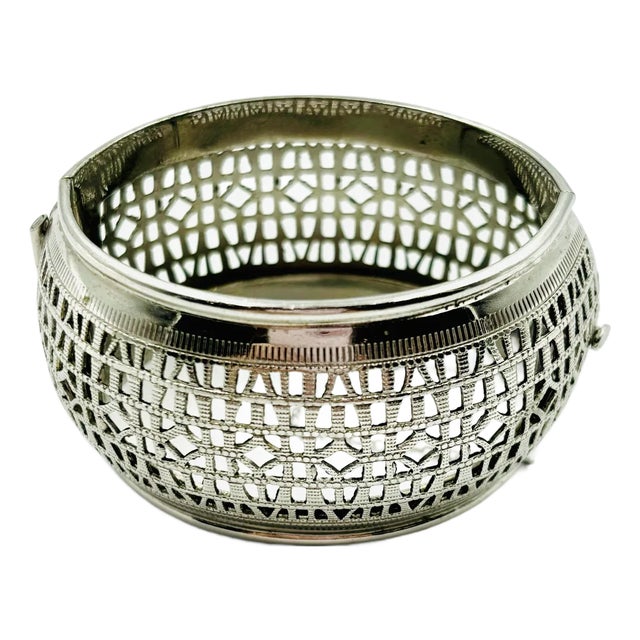 Whiting & Davis Co. Vintage 1970's Signed Wide Hinged Cuff Bracelet For Sale