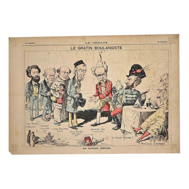 Le Gratin Boulangiste, Original Lithograph, 1870s For Sale