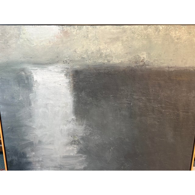 Early 21st Century Piotr Strelnik Figurative Muted Blue Landscape Painting, Signed For Sale - Image 5 of 12
