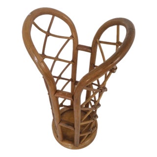 Mid-Century Bamboo and Wicker Umbrella Stand, 1960s For Sale