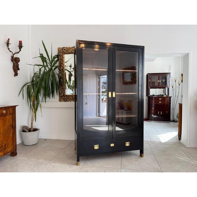 Original elegant Art Nouveau bookcase/library cabinet. Dimensions: Height x Width x Depth 200 x 119 x 53 cm. This bookcase...