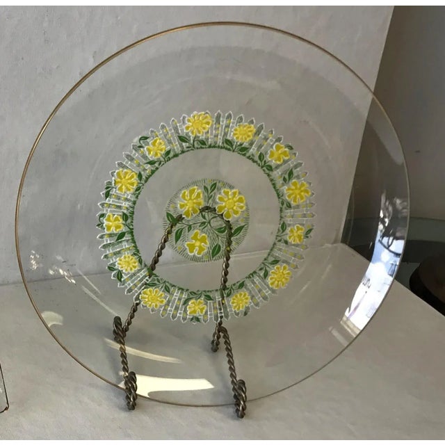 Mid-Century Modern 1960's Culver Round Glass Serving Dish With Daisies and Picket Fence For Sale - Image 3 of 7