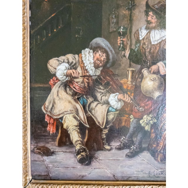 19th Century Continental European Dutch Style Tavern Genre Scene Painting, Signed For Sale - Image 11 of 16
