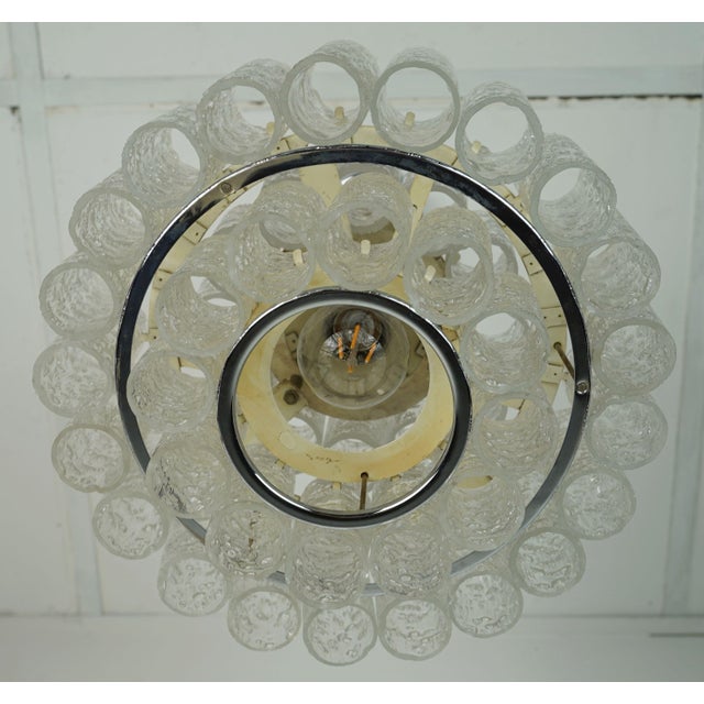Mid-Century Ice Glass 3-Tier Chandelier with 45 Glass Tubes from Doria Leuchten, 1960s For Sale - Image 10 of 17