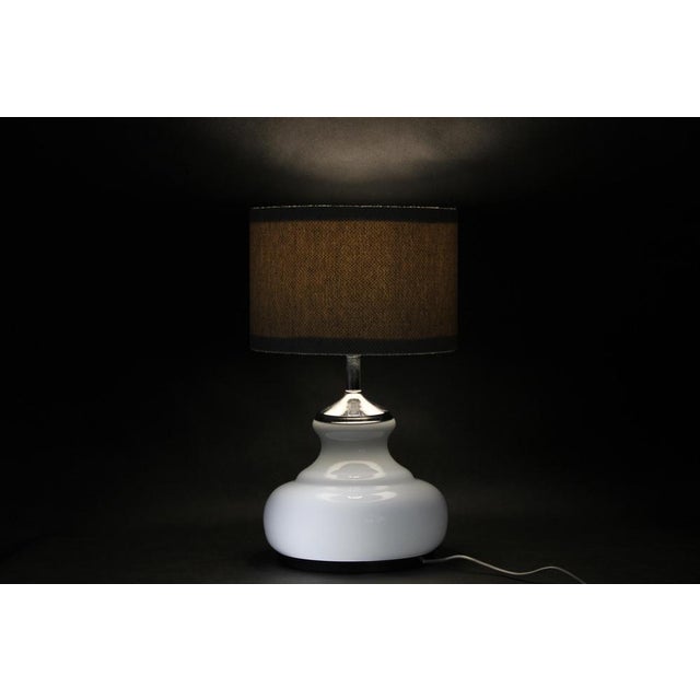 Italian Glass Table Lamp with Boucle Fabric Shade, 1970s For Sale - Image 11 of 12
