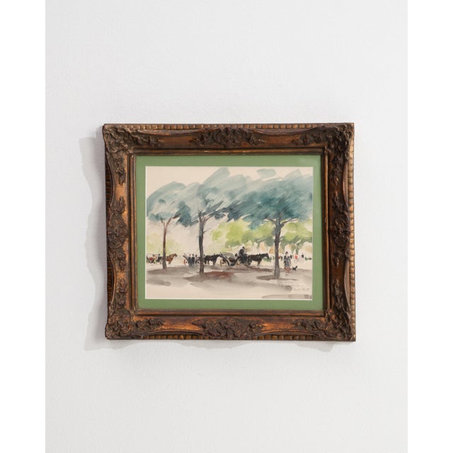 1940s France Green Wood Drawing For Sale - Image 14 of 16