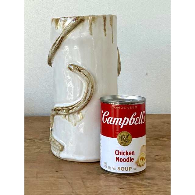 Vintage Boho Original Studio Pottery Snake Vase For Sale In West Palm - Image 6 of 11