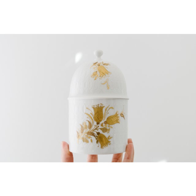 Highly collectible covered bowl created by famous Danish artist, Bjørn Wiinblad for West German porcelain maker Rosenthal....