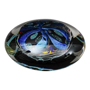 Rollin Karg 2001 Vintage Dichroic Hand Blown Art Glass Disc Sculpture