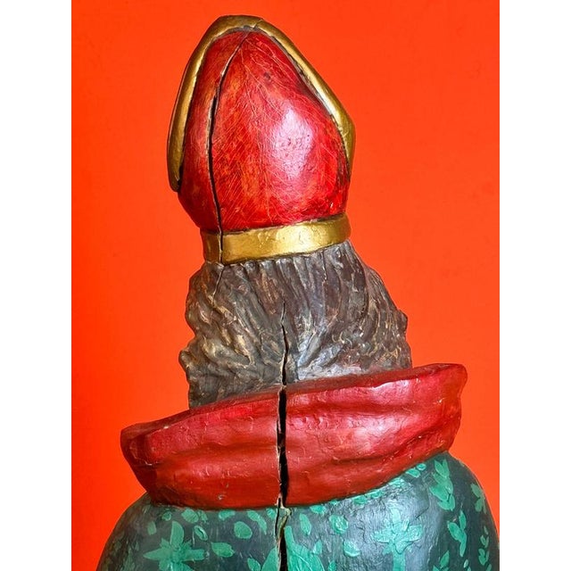 Peruvian Colonial Artist, Polychromed Sculpture of Saint Urban I, 1750, Wood For Sale - Image 8 of 9