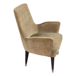 Vintage Italian Chair with Wooden Feet and Velvet Fabric, 1950s For Sale